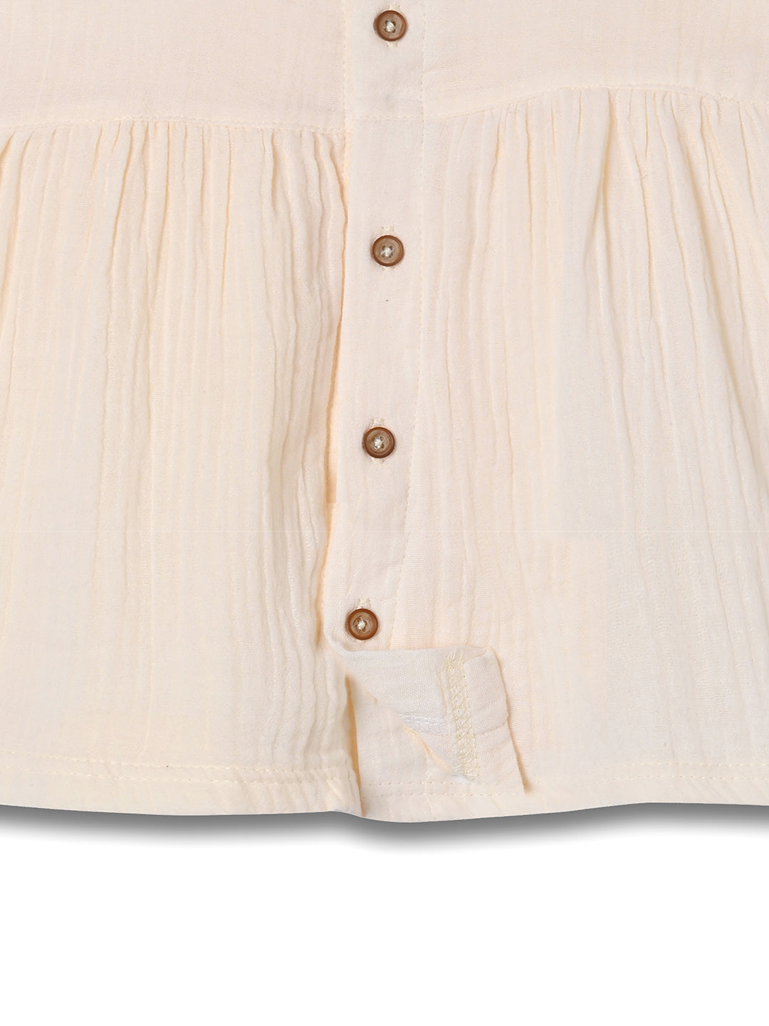 Crinkled Muslin short sleeve frock with frill - Vanilla