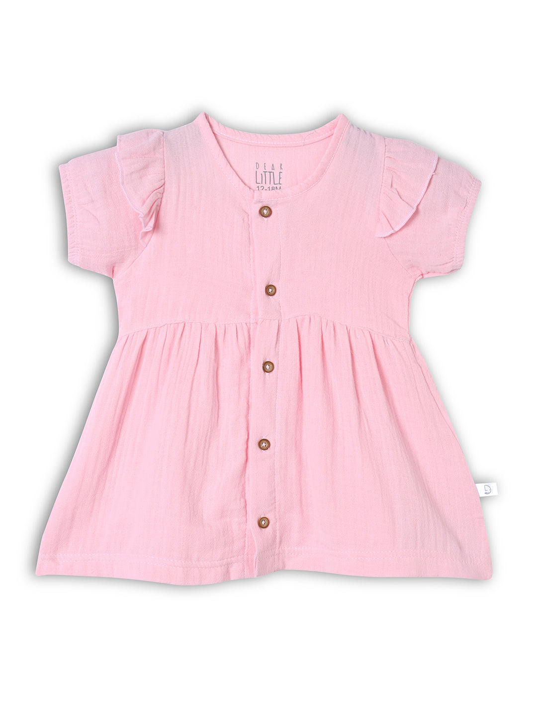 Pink baby dress with buttons 