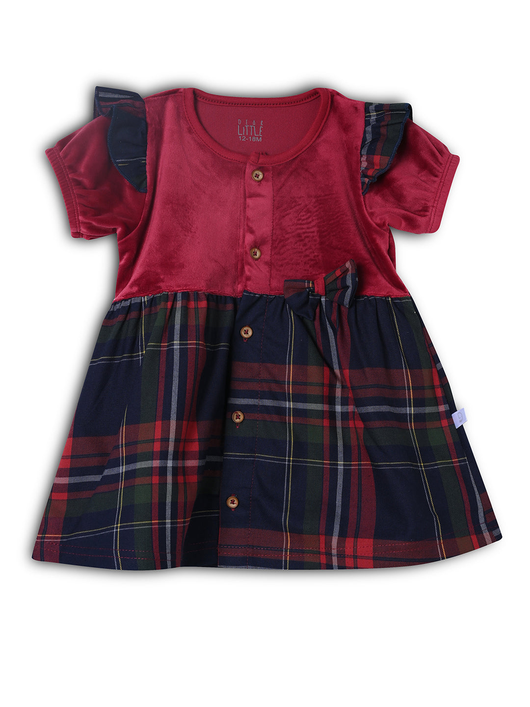 Supersoft & Cotton Plaid Baby Frock - Maroon