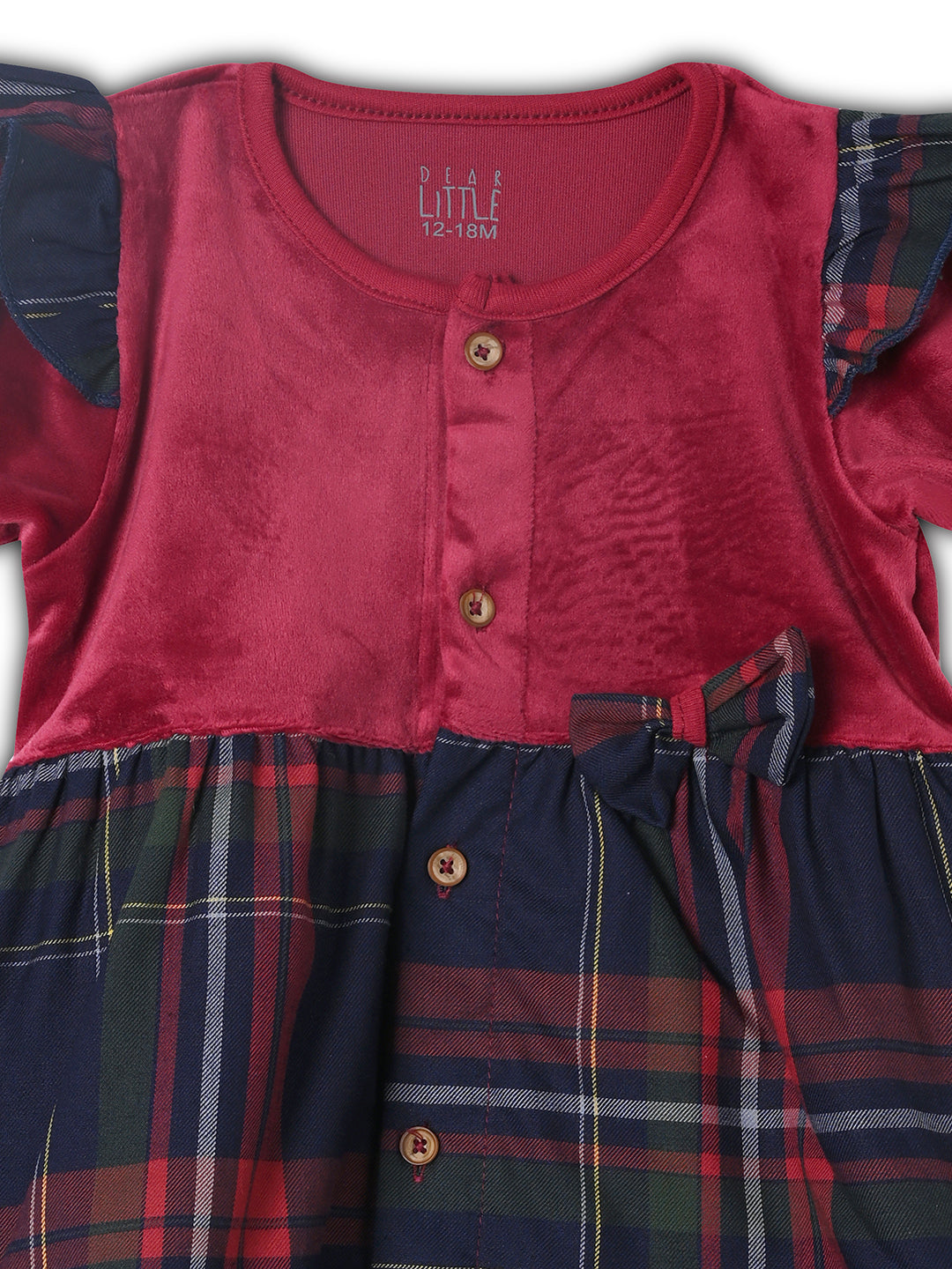 Supersoft & Cotton Plaid Baby Frock - Maroon