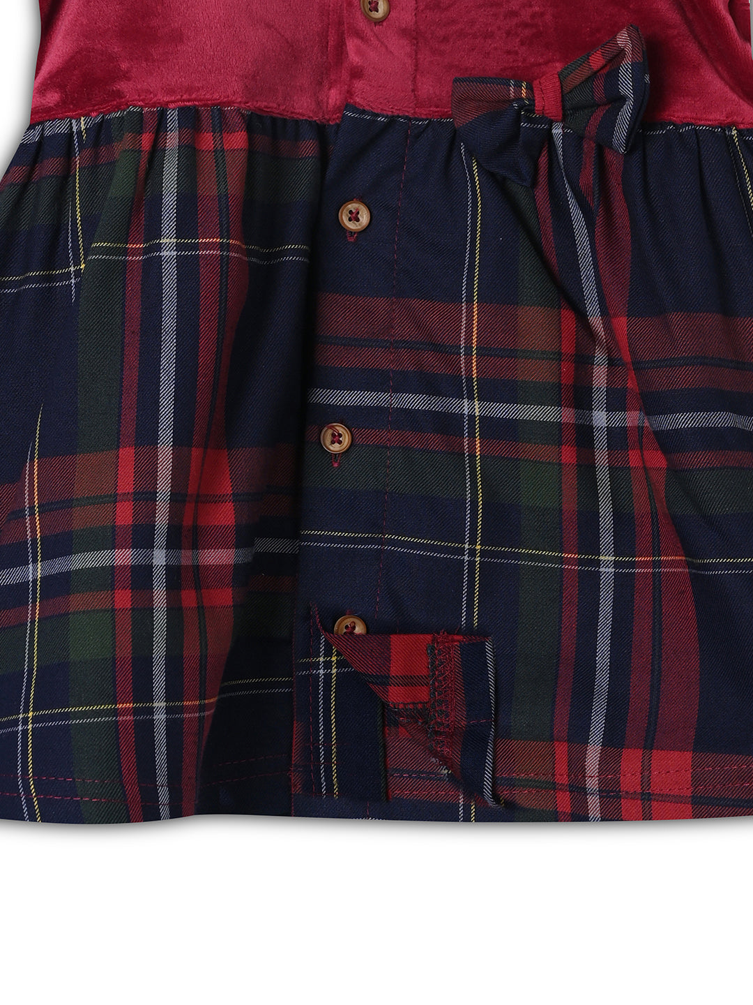 Supersoft & Cotton Plaid Baby Frock - Maroon