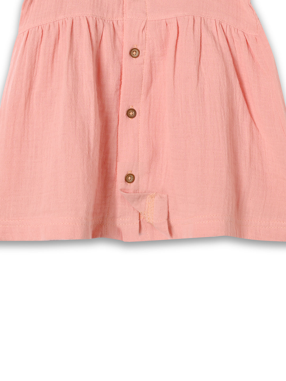 Crinkled Muslin short sleeve frock with frill - Light Orange