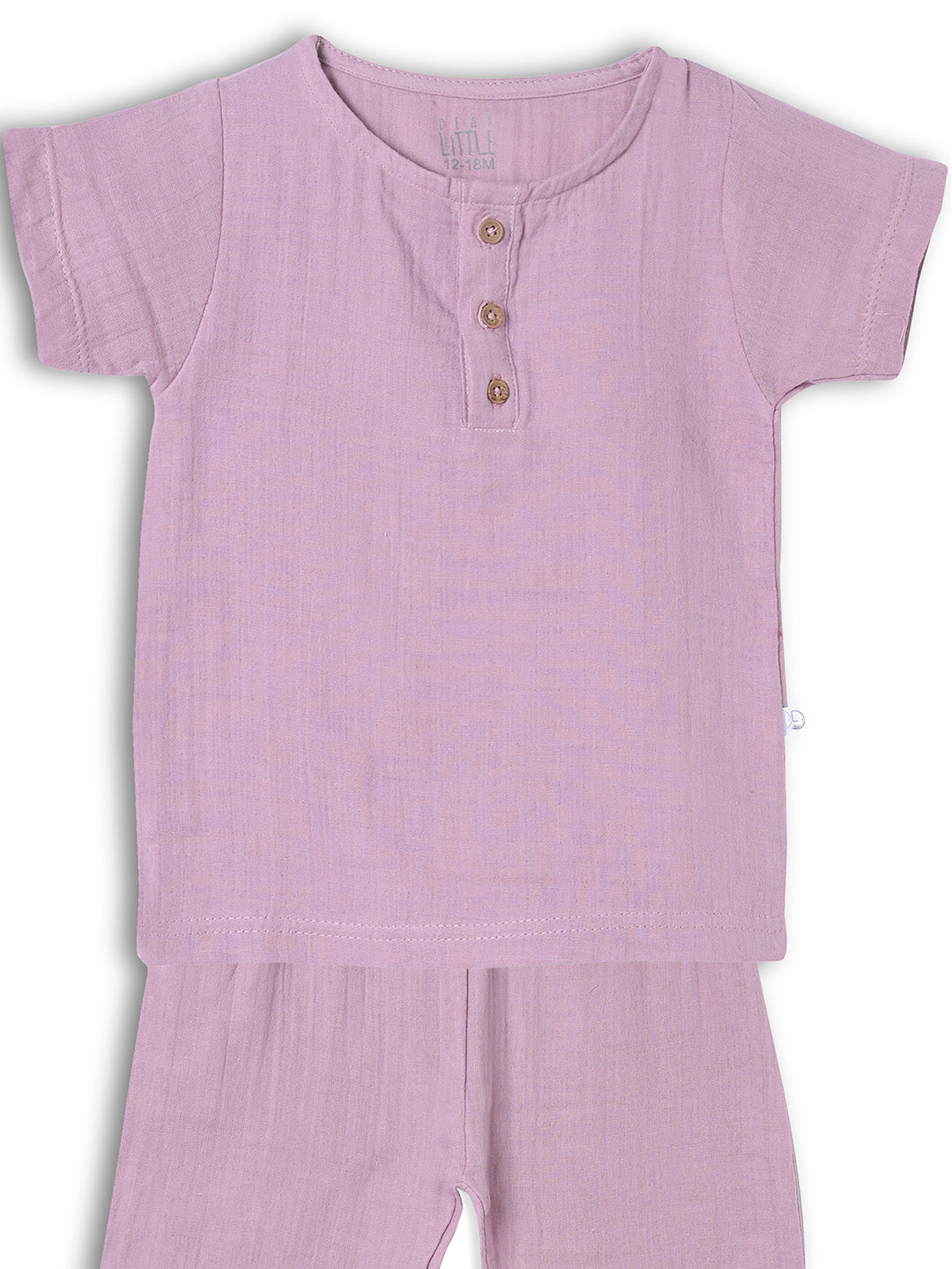 Crinkled Muslin Half sleeve Top & Pant - Mauve