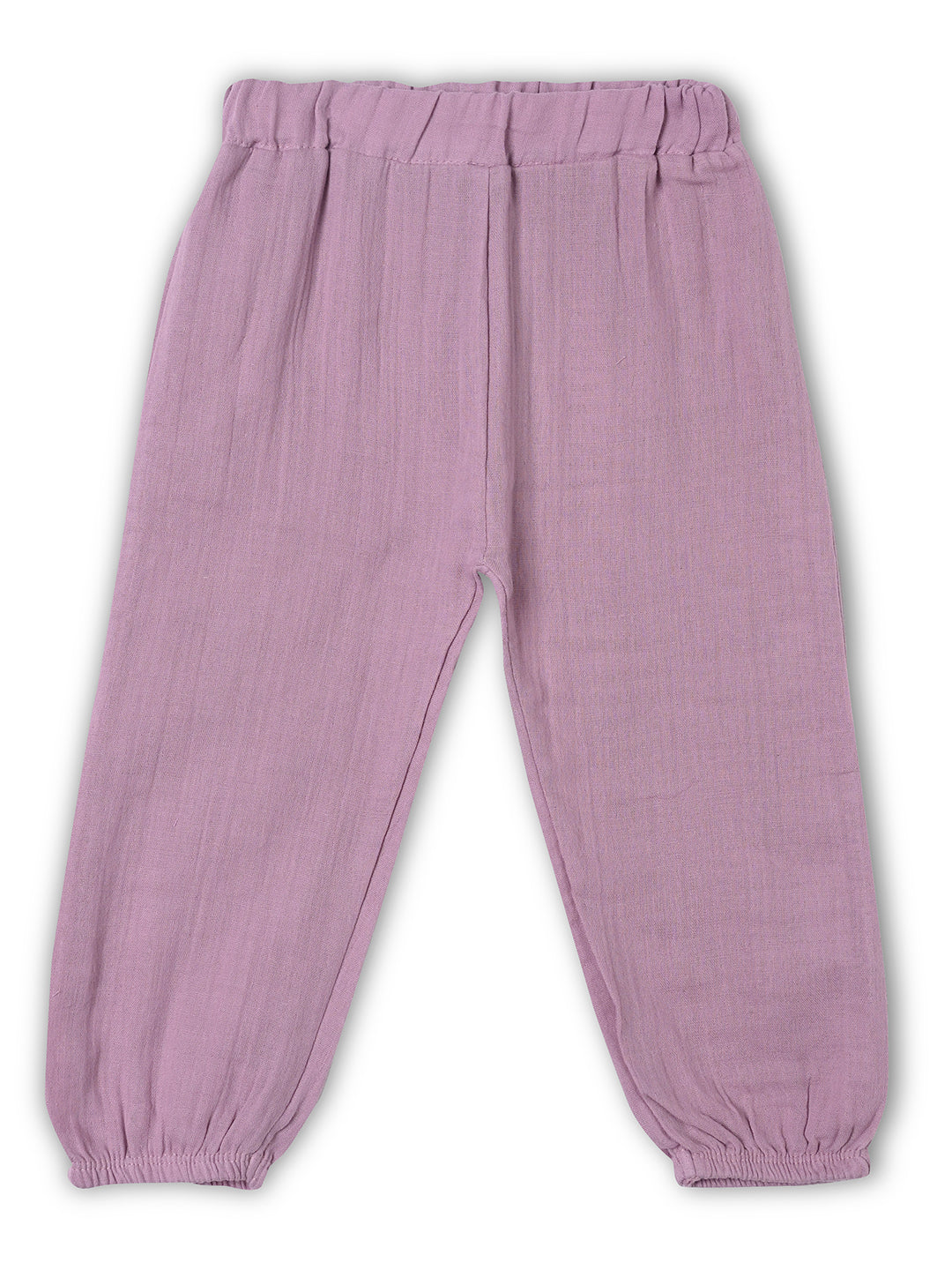 Crinkled Muslin Half sleeve Top & Pant - Mauve