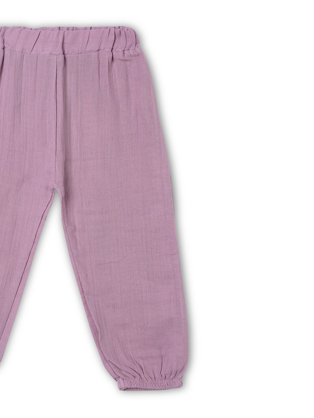 Crinkled Muslin Half sleeve Top & Pant - Mauve