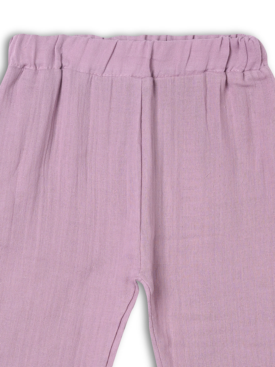 Crinkled Muslin Half sleeve Top & Pant - Mauve