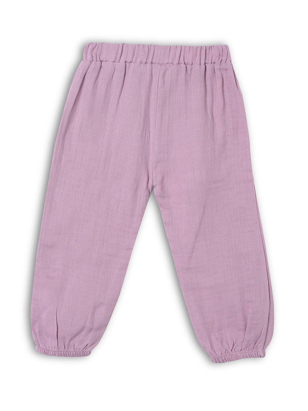 Crinkled Muslin Half sleeve Top & Pant - Mauve