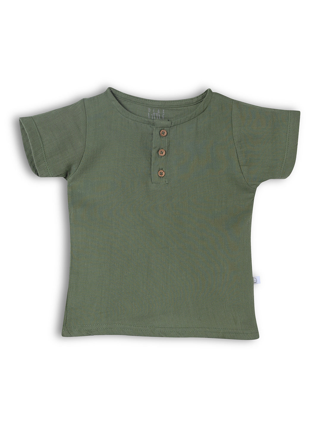 Crinkled Muslin Half sleeve Top & Pant - Olive Green