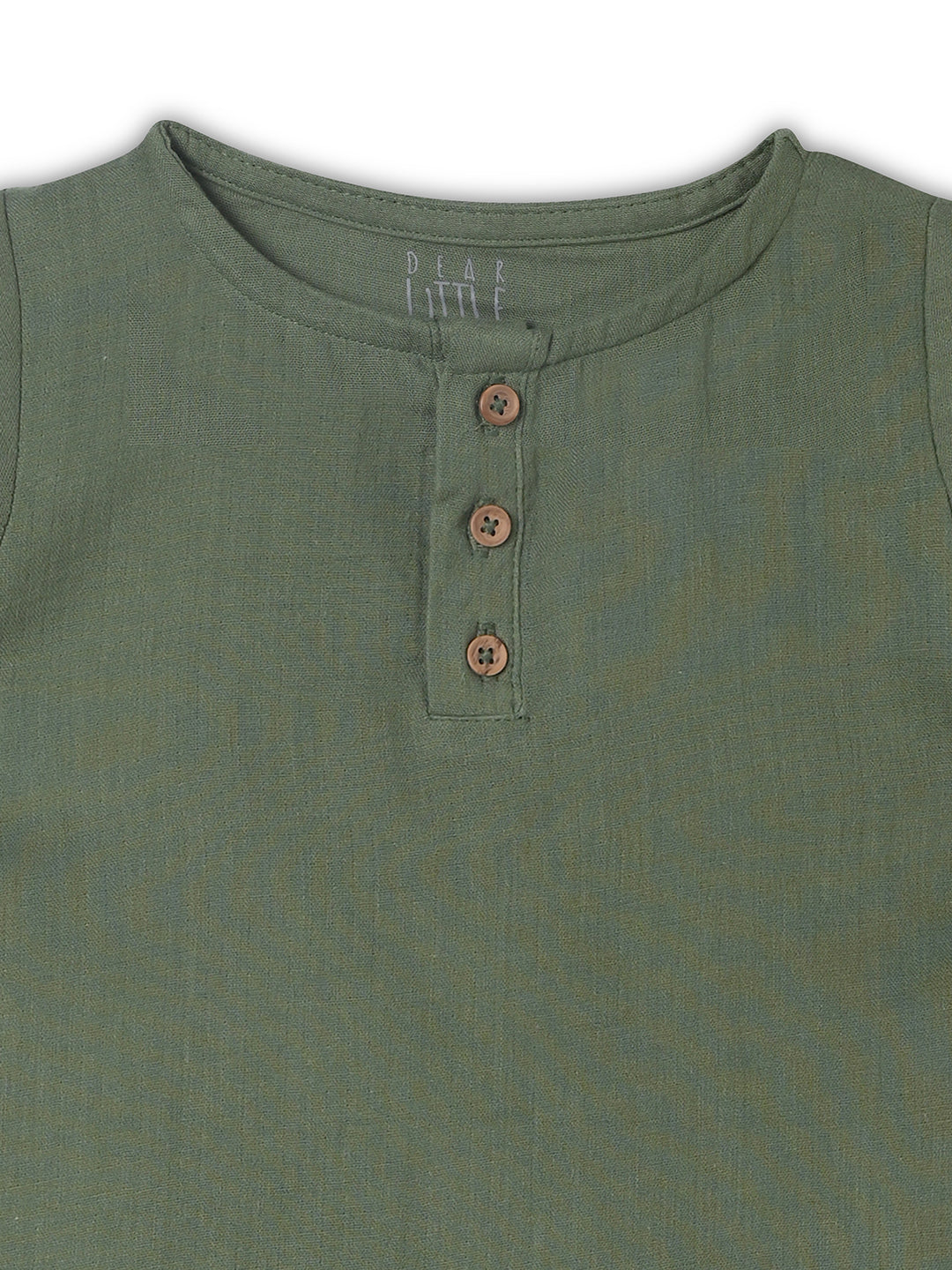 Crinkled Muslin Half sleeve Top & Pant - Olive Green