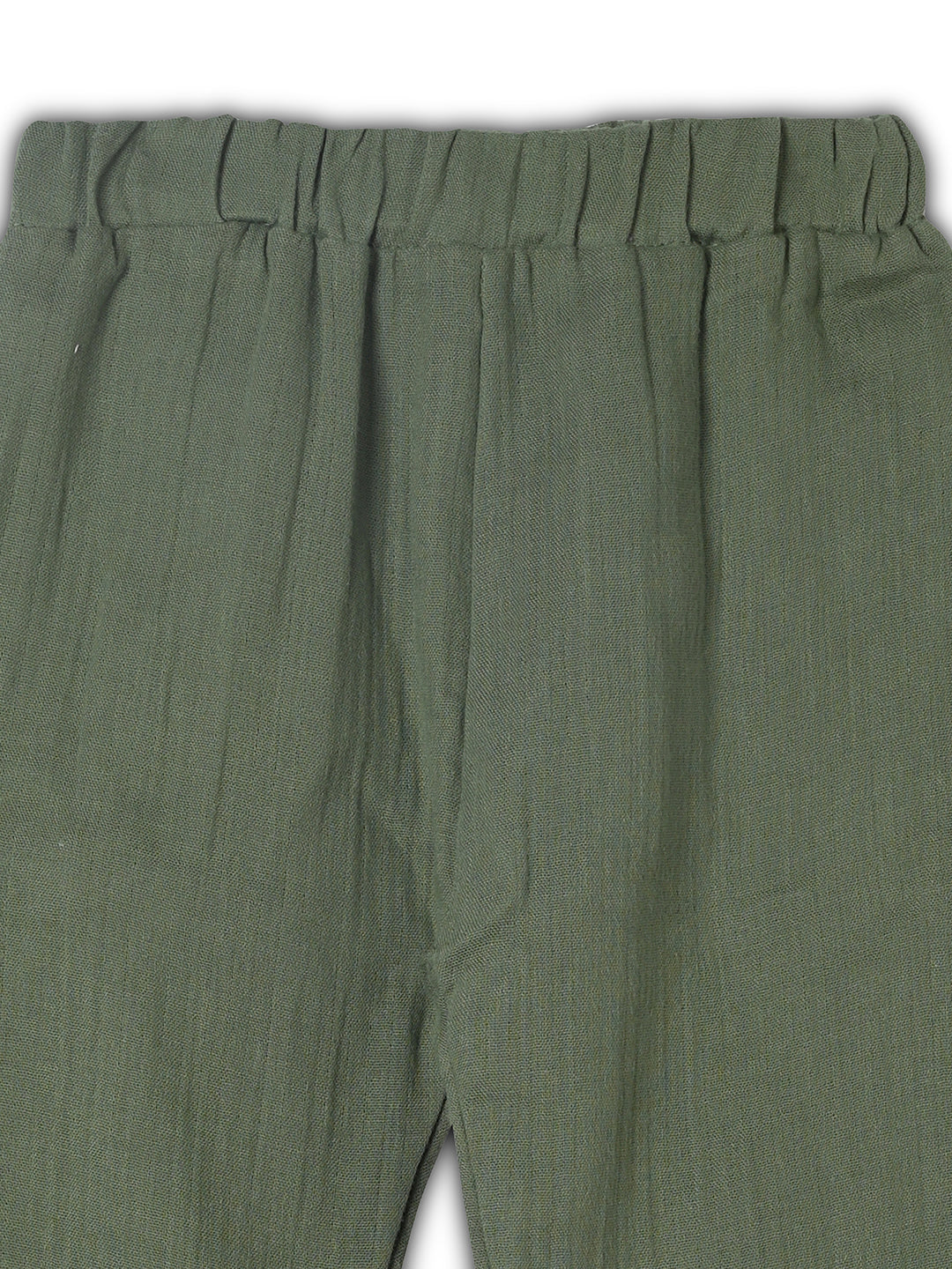 Crinkled Muslin Half sleeve Top & Pant - Olive Green