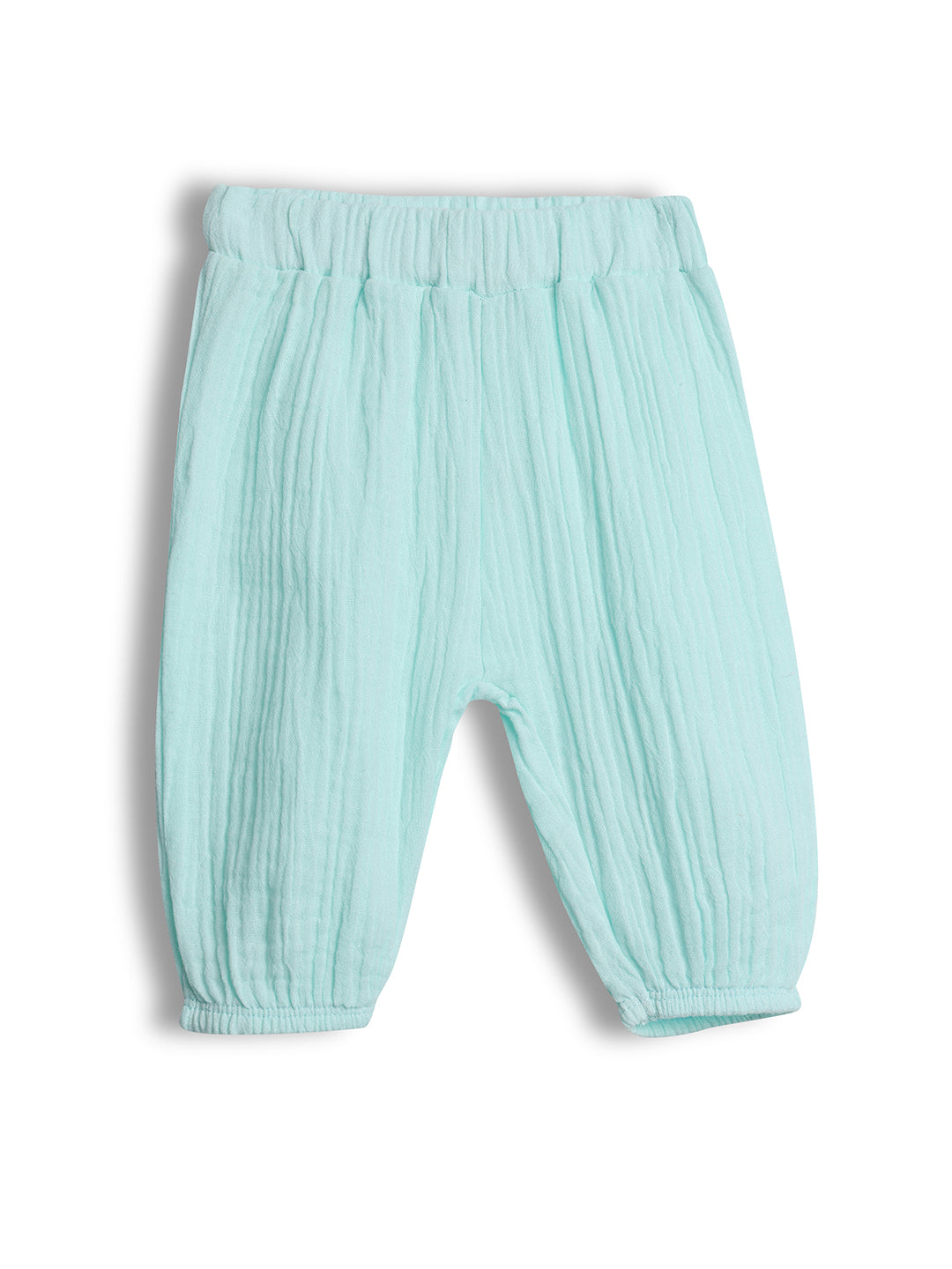 Light blue baby pants on a white background