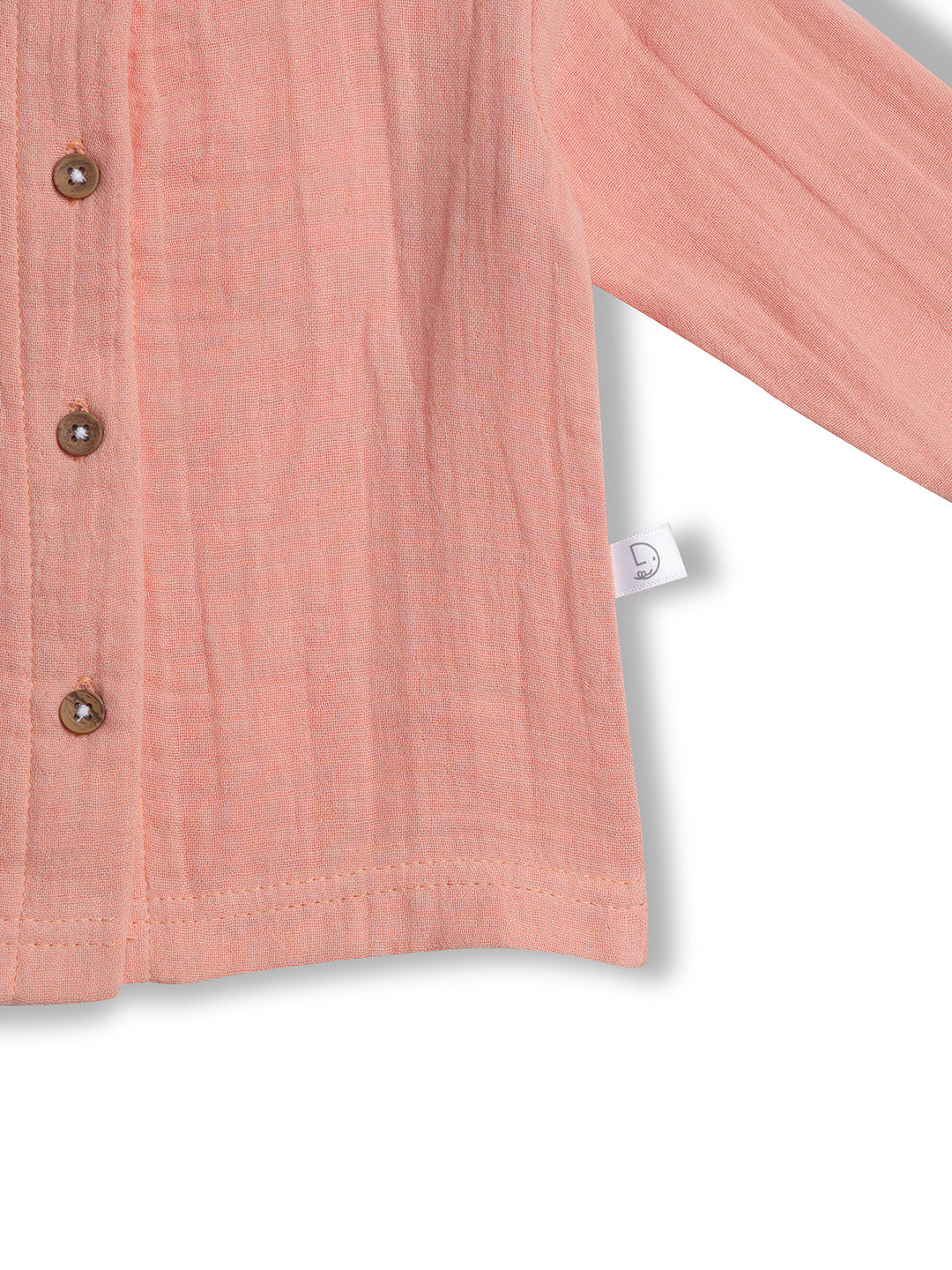 Crinkled Muslin Full Sleeve Top Co-ord Set - Light Orange