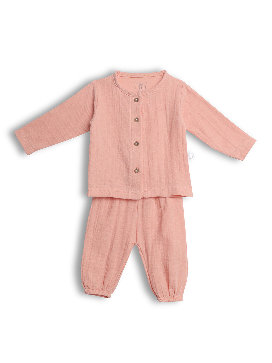 Muslin Full Sleeve Top & Pant Co-ord Set - Light Orange
