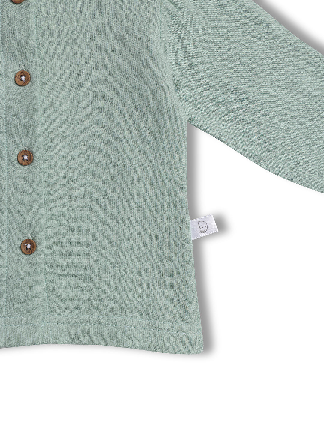 Crinkled Muslin Full Sleeve Top Co-ord Set - Soft Green