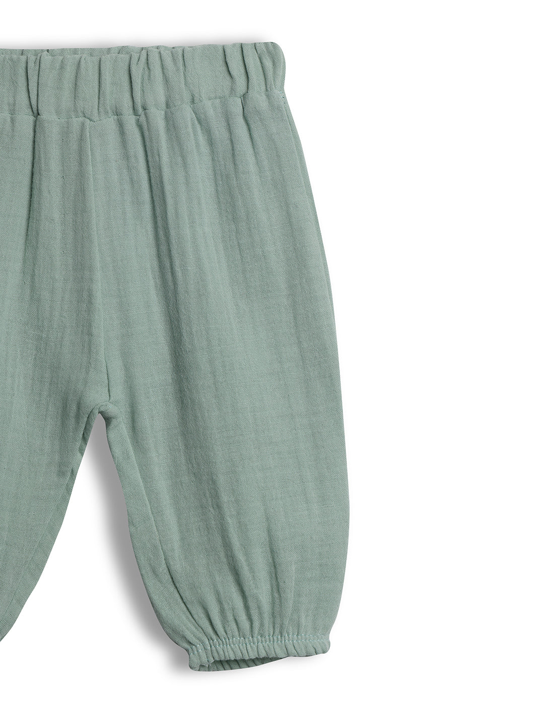 Crinkled Muslin Pant Co-ord Set - Soft Green