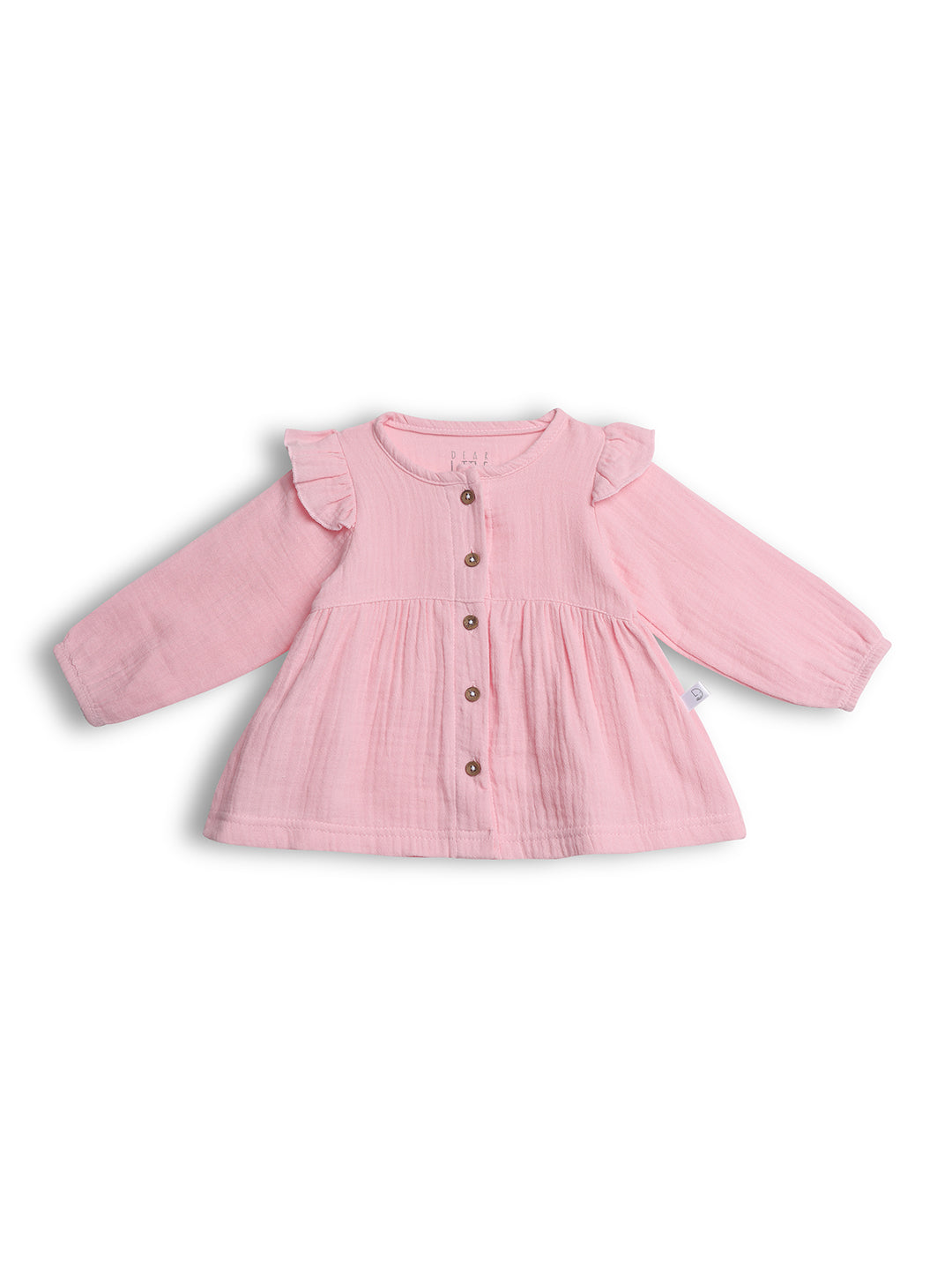 Pink baby dress with ruffled sleeves 