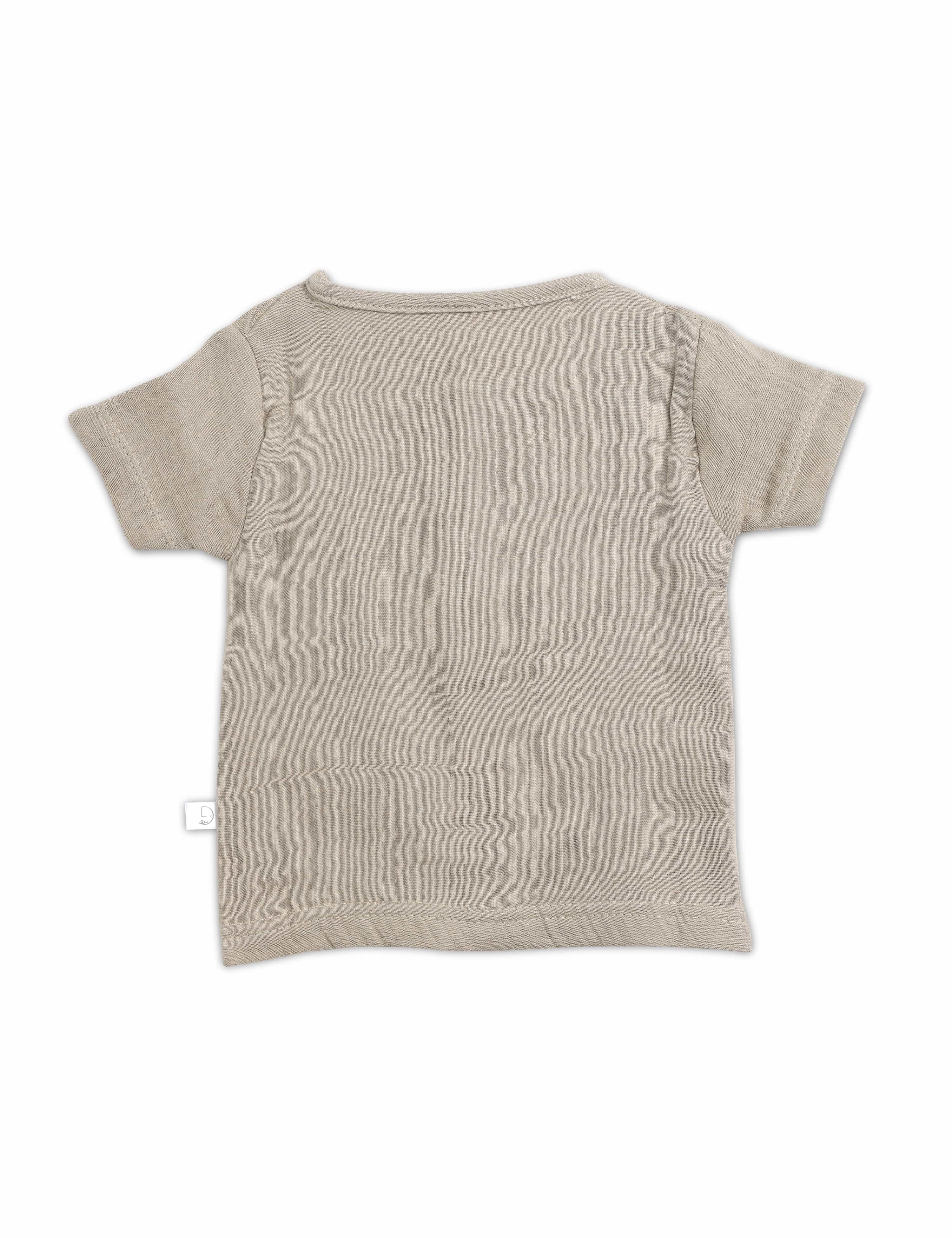 Beige ribbed t-shirt on a white background