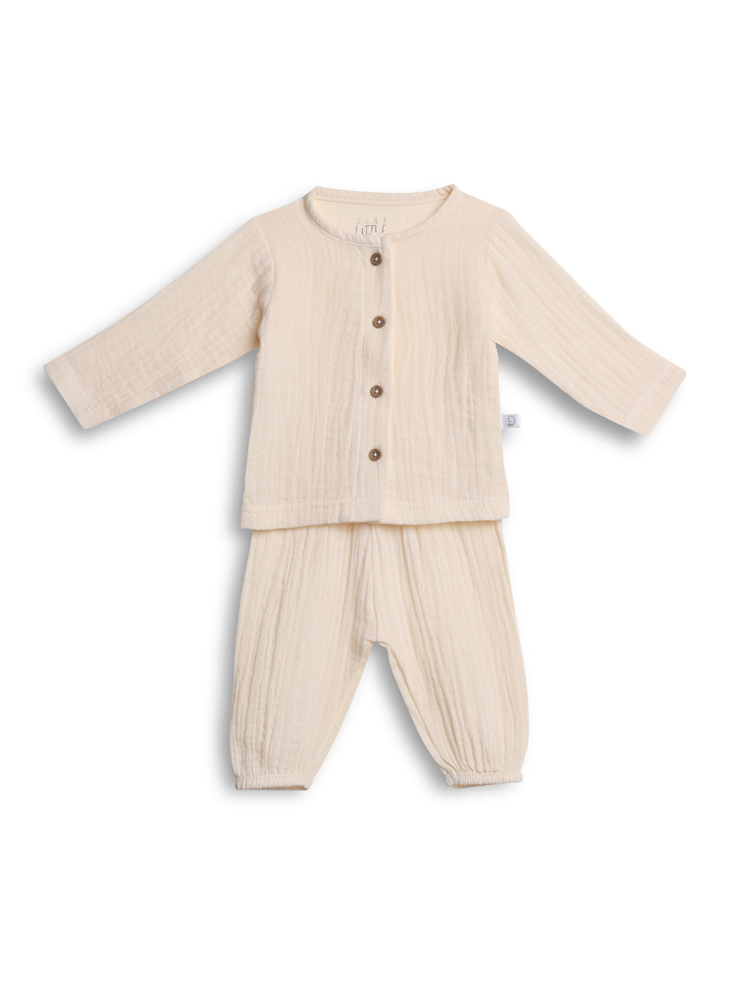Beige baby outfit with long-sleeve top and pants 