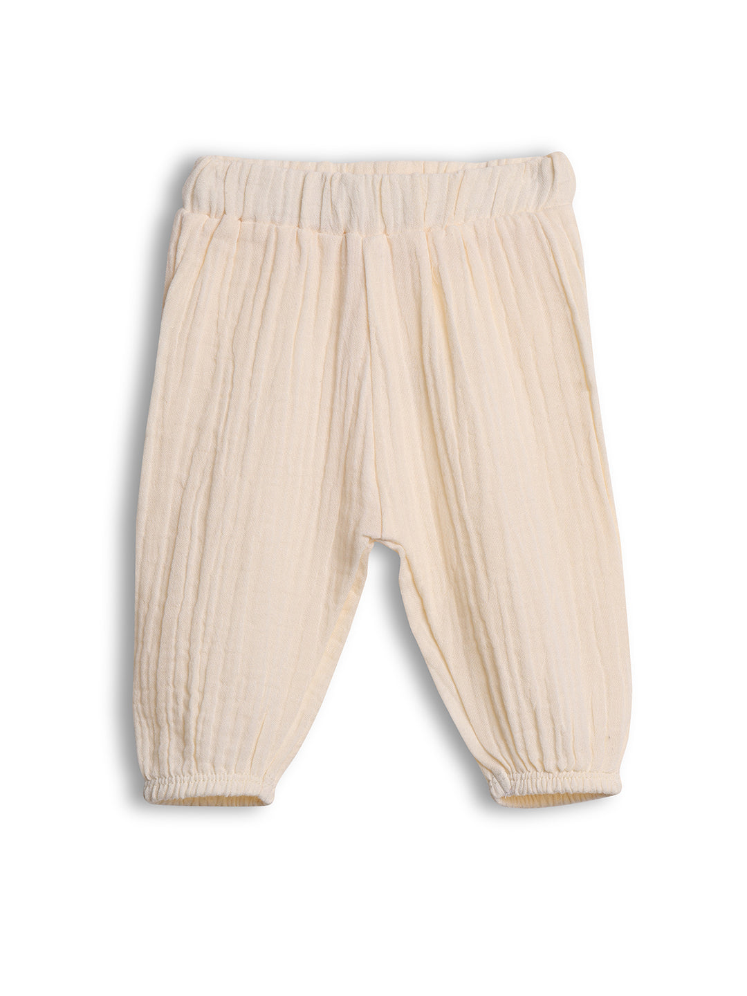 Beige baby pants on a white background