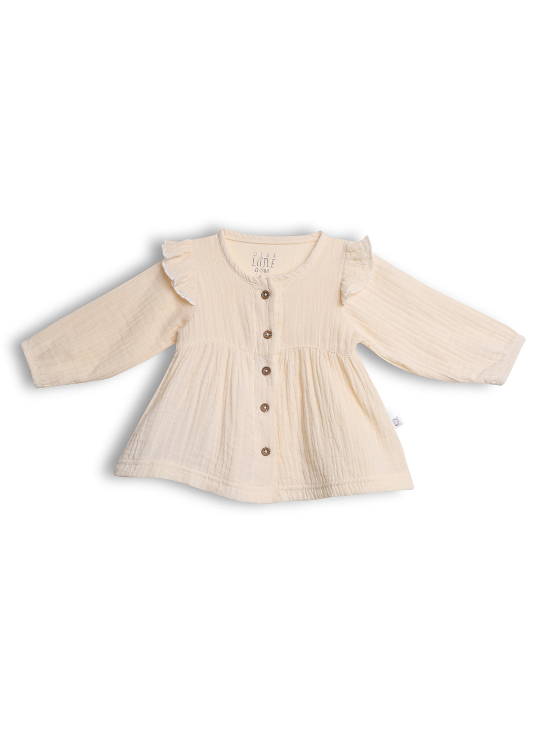 Beige baby dress with ruffled sleeves 