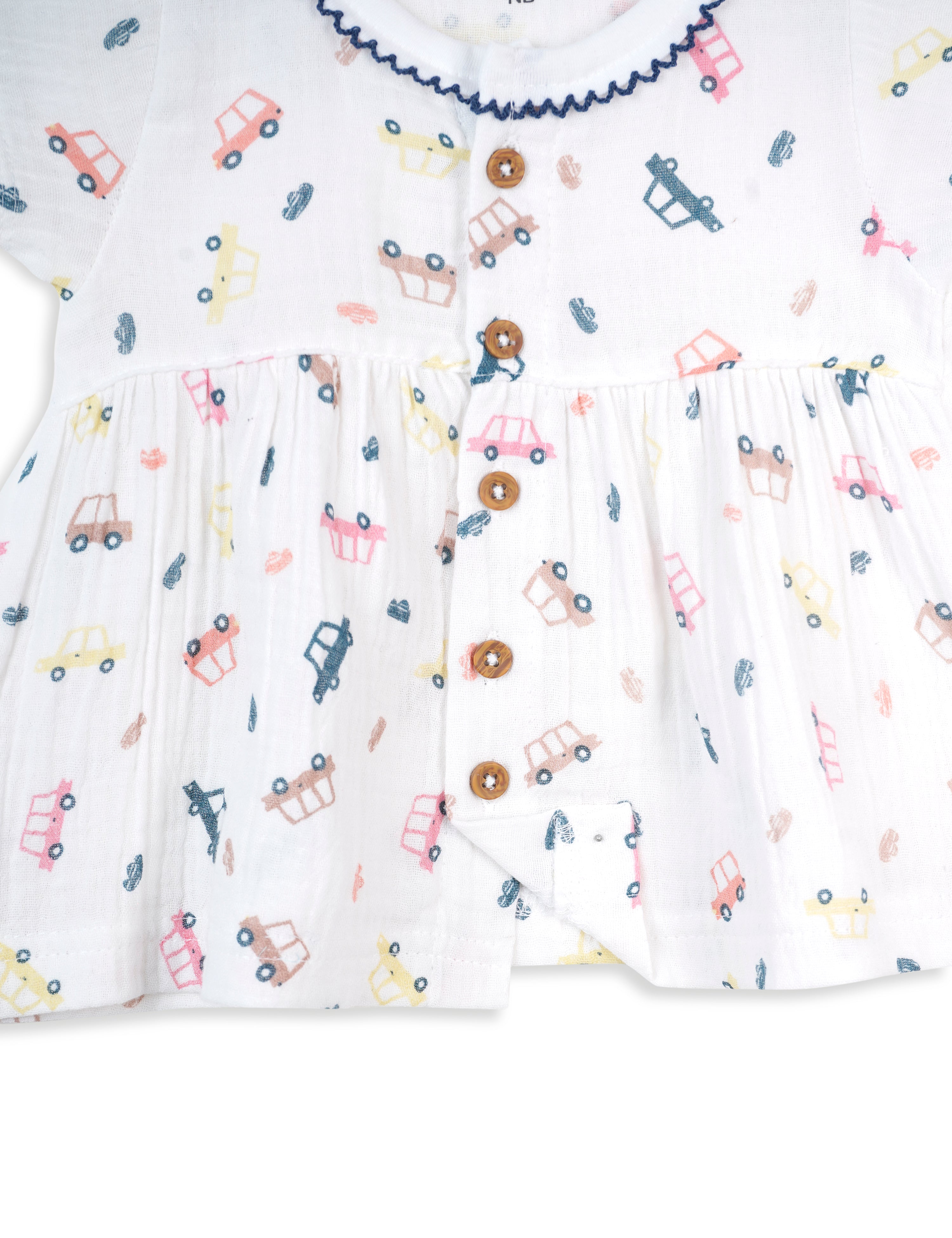 Mini Wheels Muslin Frock for Baby Girls