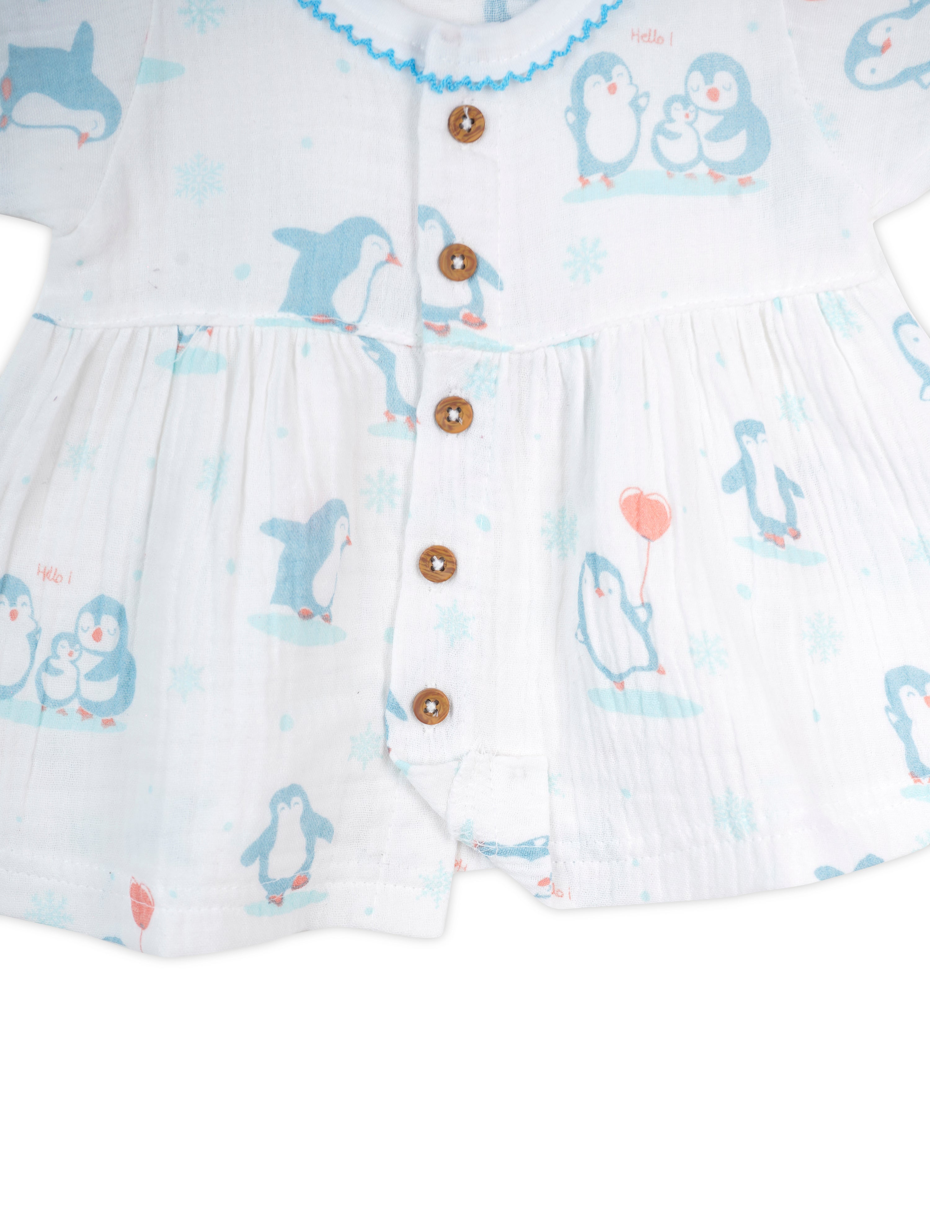 Newborn Crinkled Muslin Frock in Light Blue