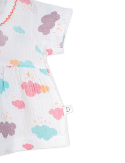 Crinkled Muslin Newborn Frock Little Nimbus
