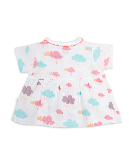 Crinkled Muslin Newborn Frock Little Nimbus