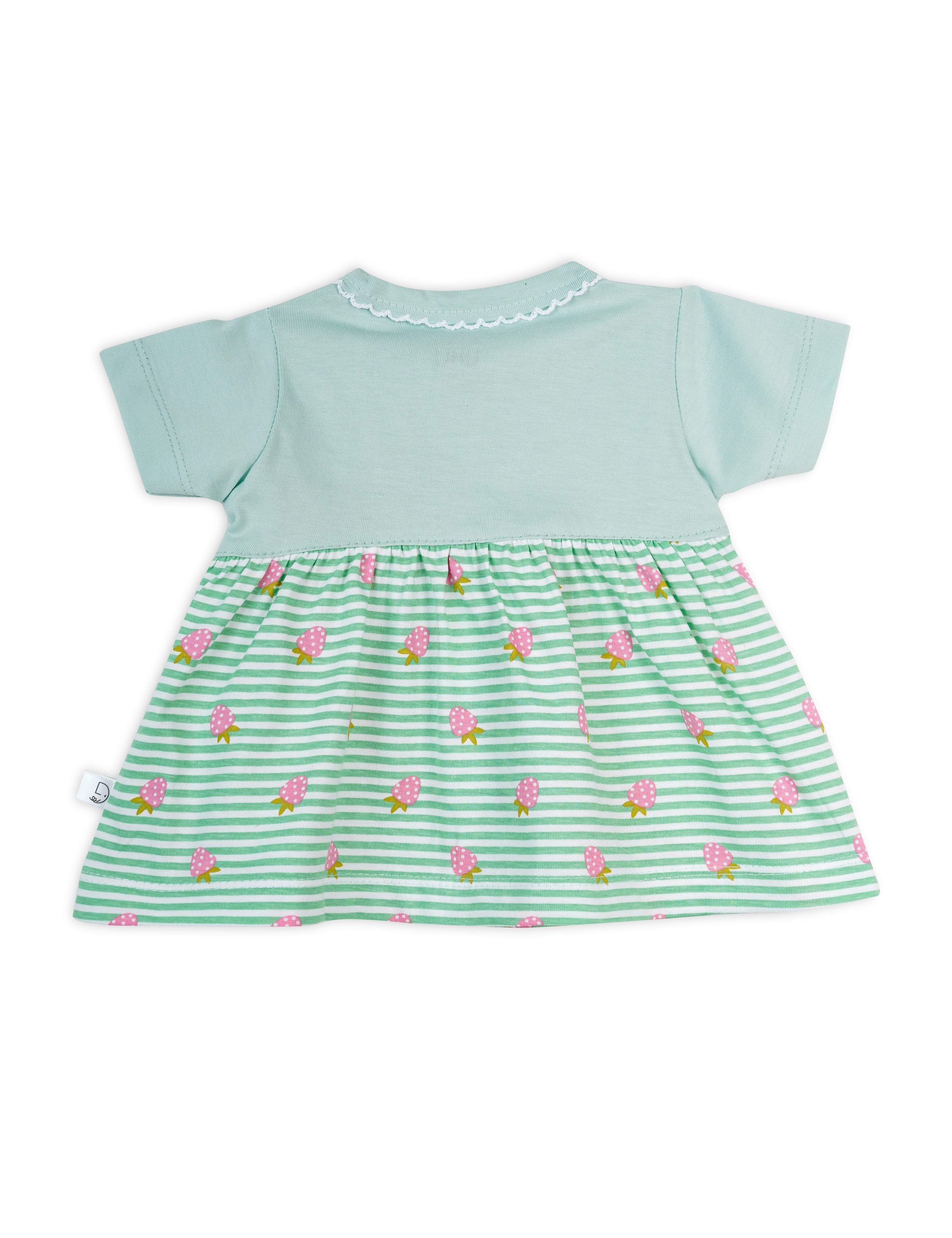 Newborn Strawberry Green Frock for Baby Girl