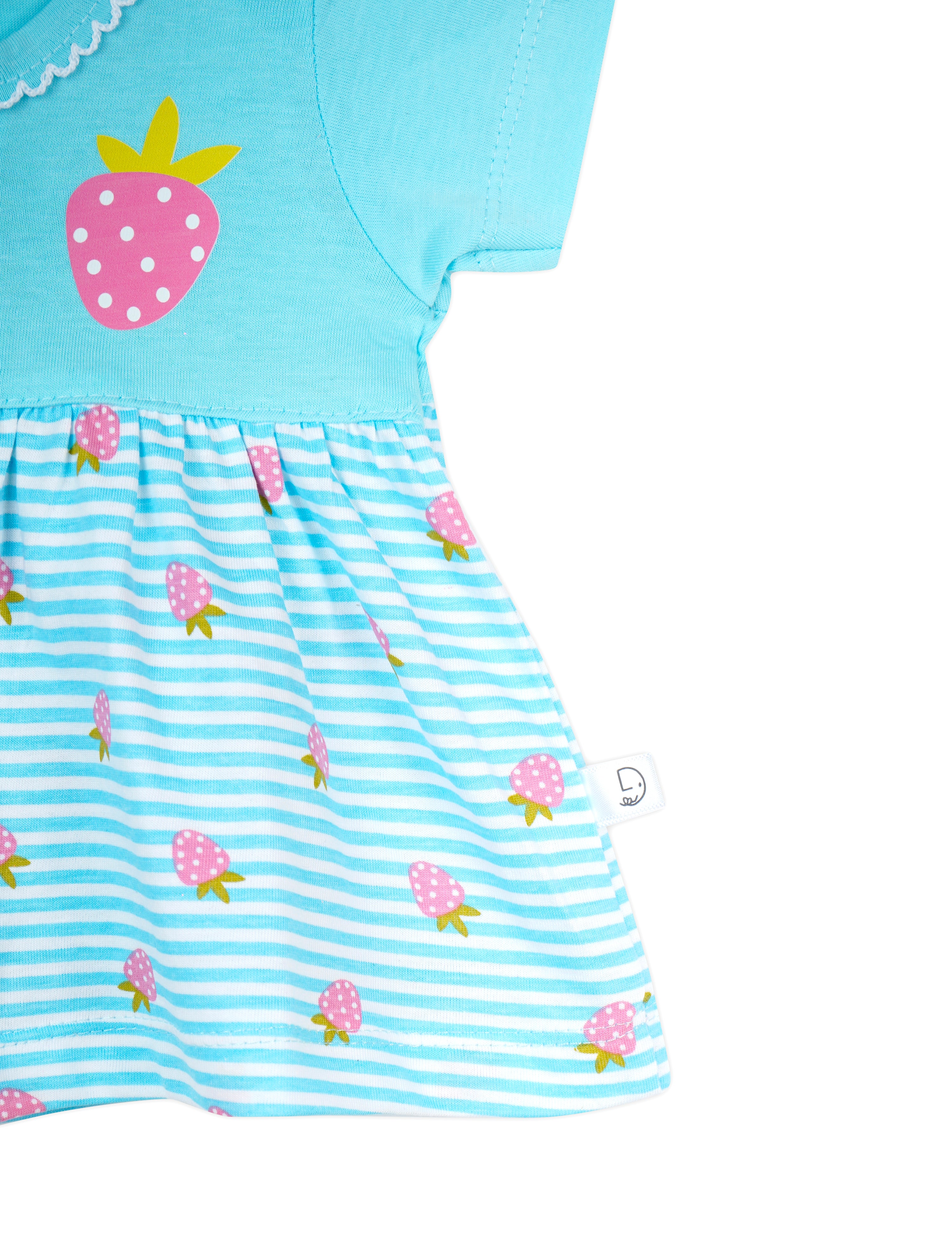 Aqua Blue Cotton Frock In Newborn Kidswear