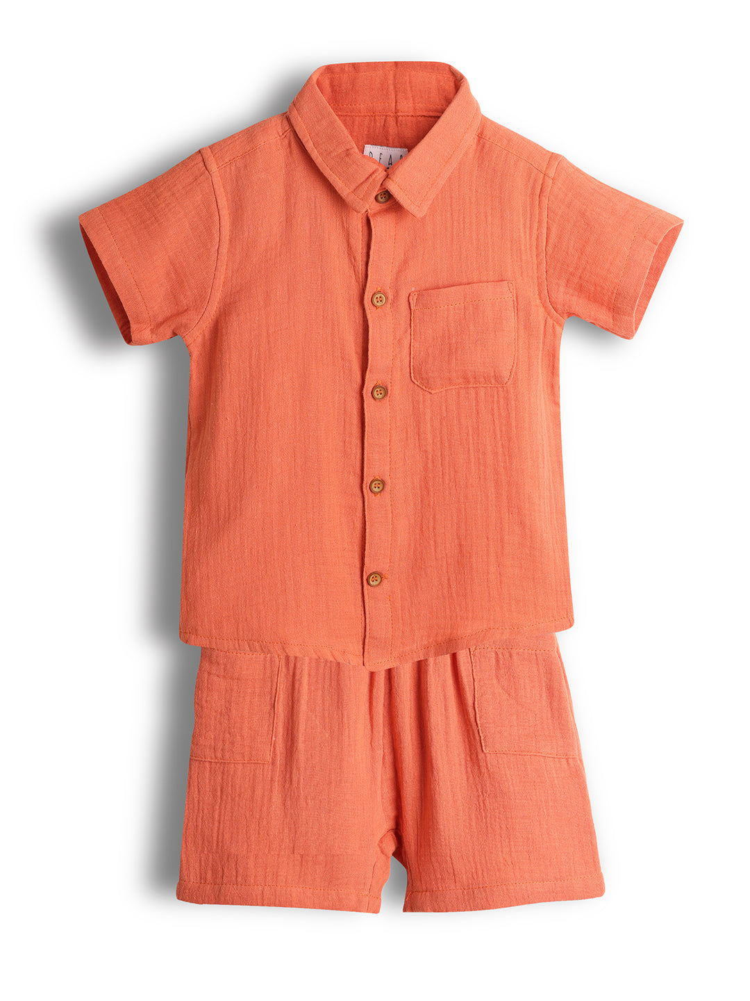 Baby Boy Shirts Crinkled Cotton Orange